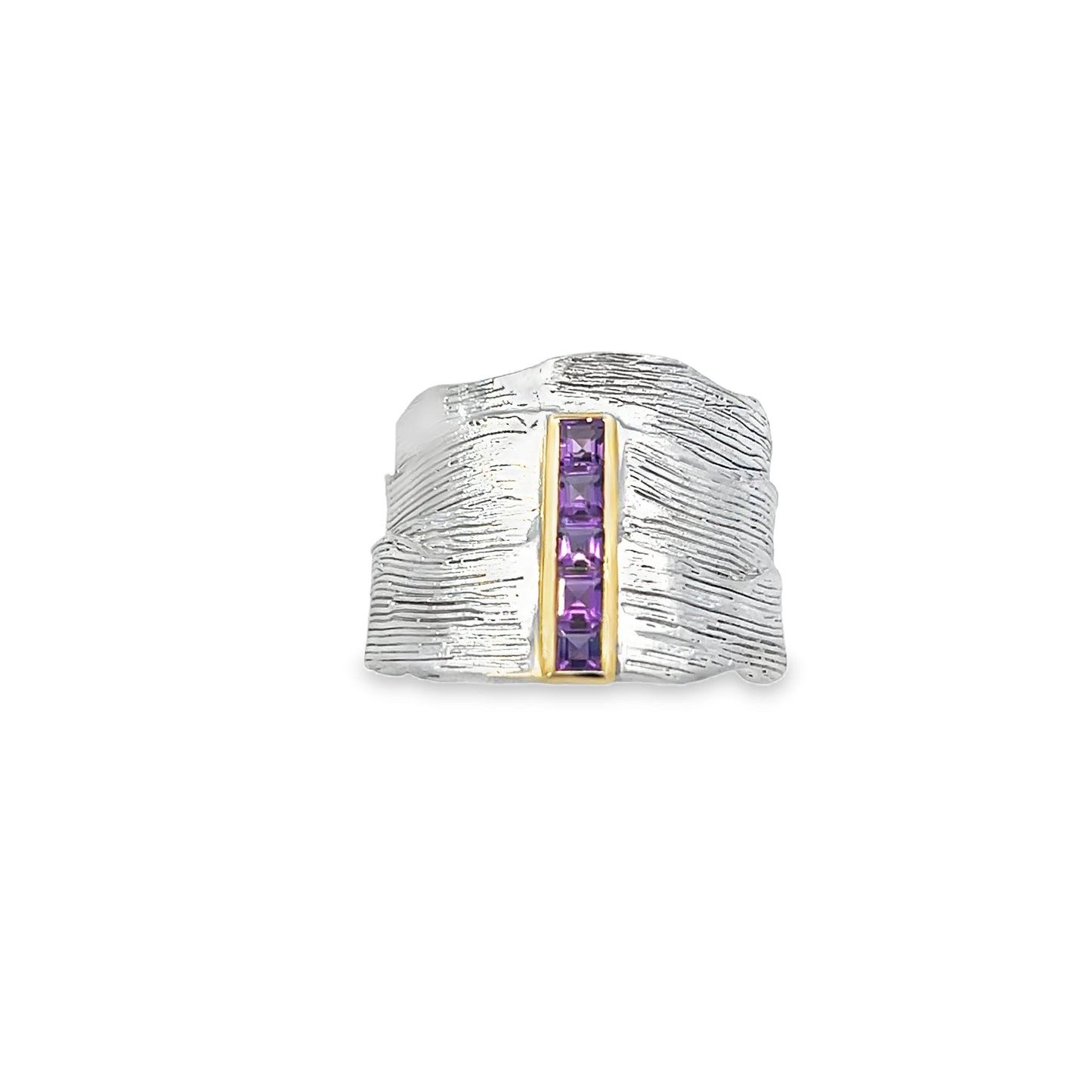 Silver & 14K Gold Amethyst Ring
