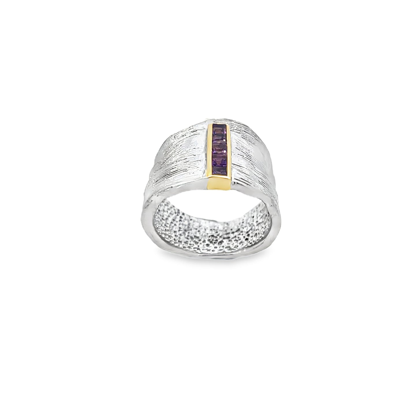 Silver & 14K Gold Amethyst Ring