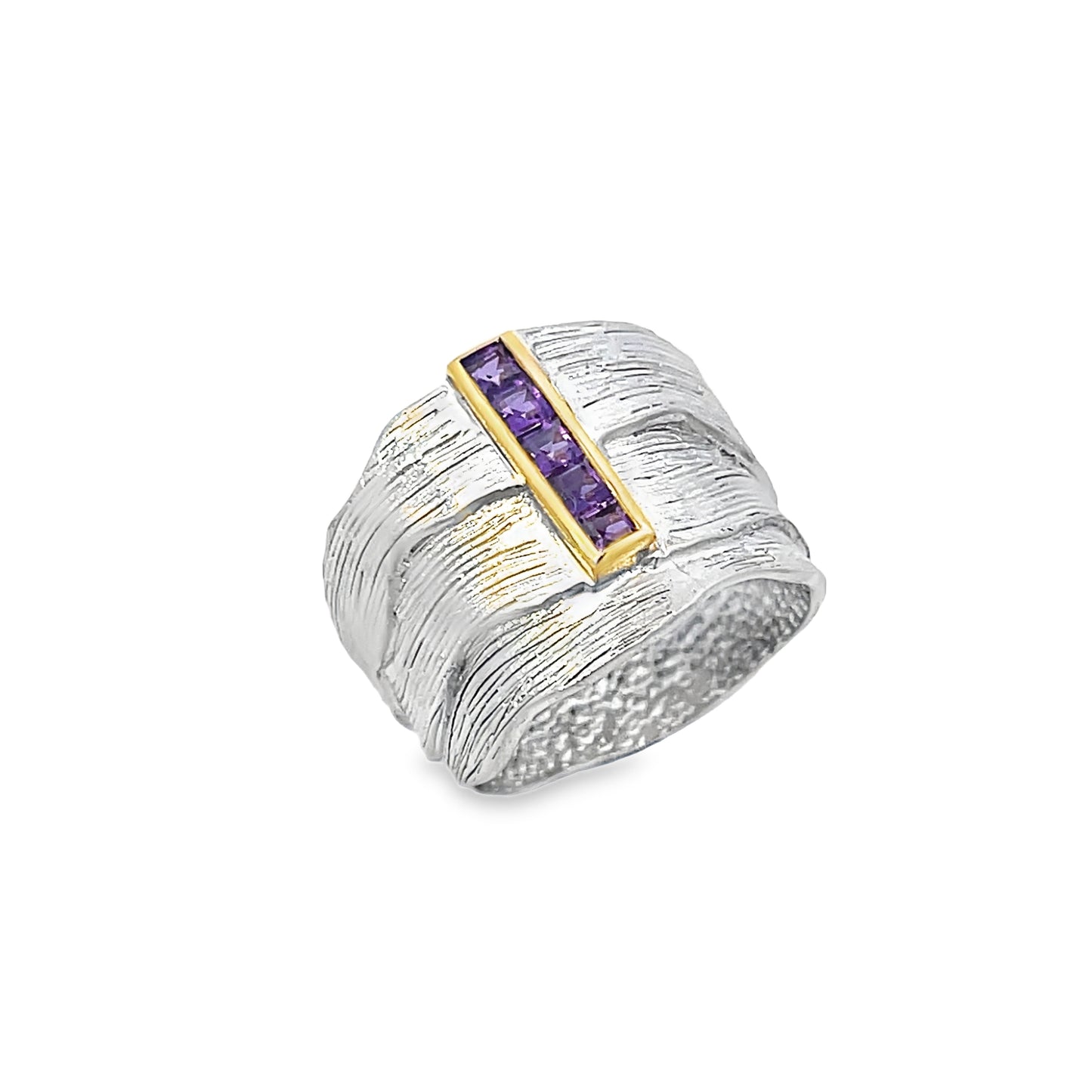 Silver & 14K Gold Amethyst Ring