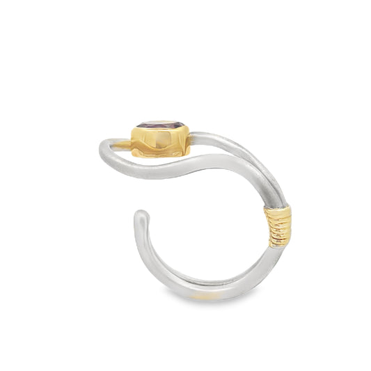 Silver & 14K Amethyst Ring