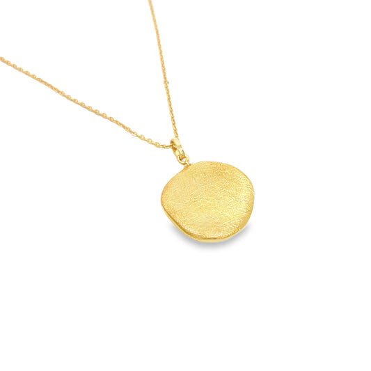 Gold Plated Brushed Disc Necklace