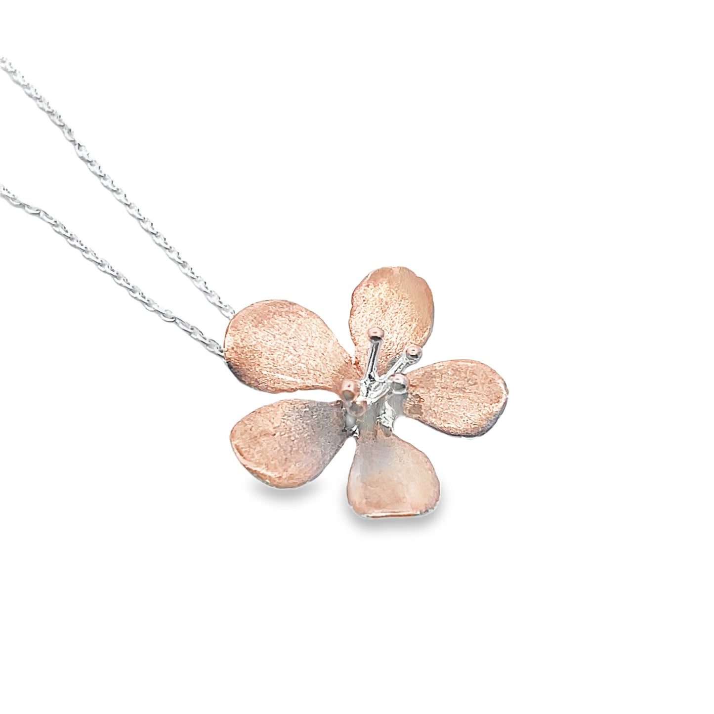 Silver & Rose Gold Flower Necklace