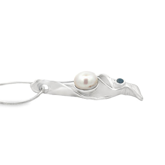 Fresh Water Pearl and Sapphire Necklace
