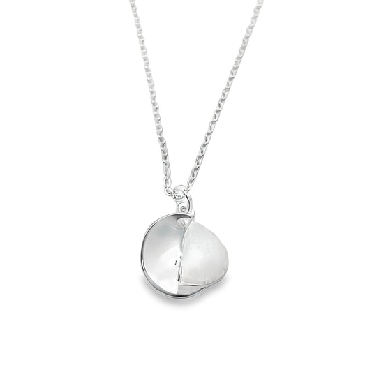 Silver Moon Disc Necklace