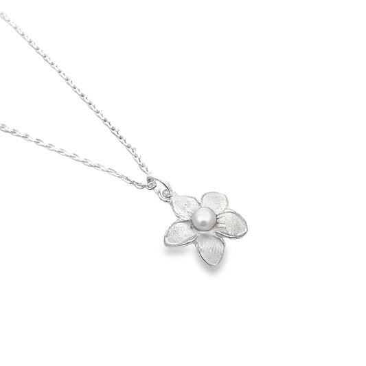 Silver Flower & Pearl Necklace