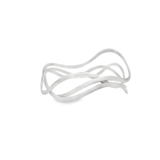 Silver Intertwined Wave Bangle