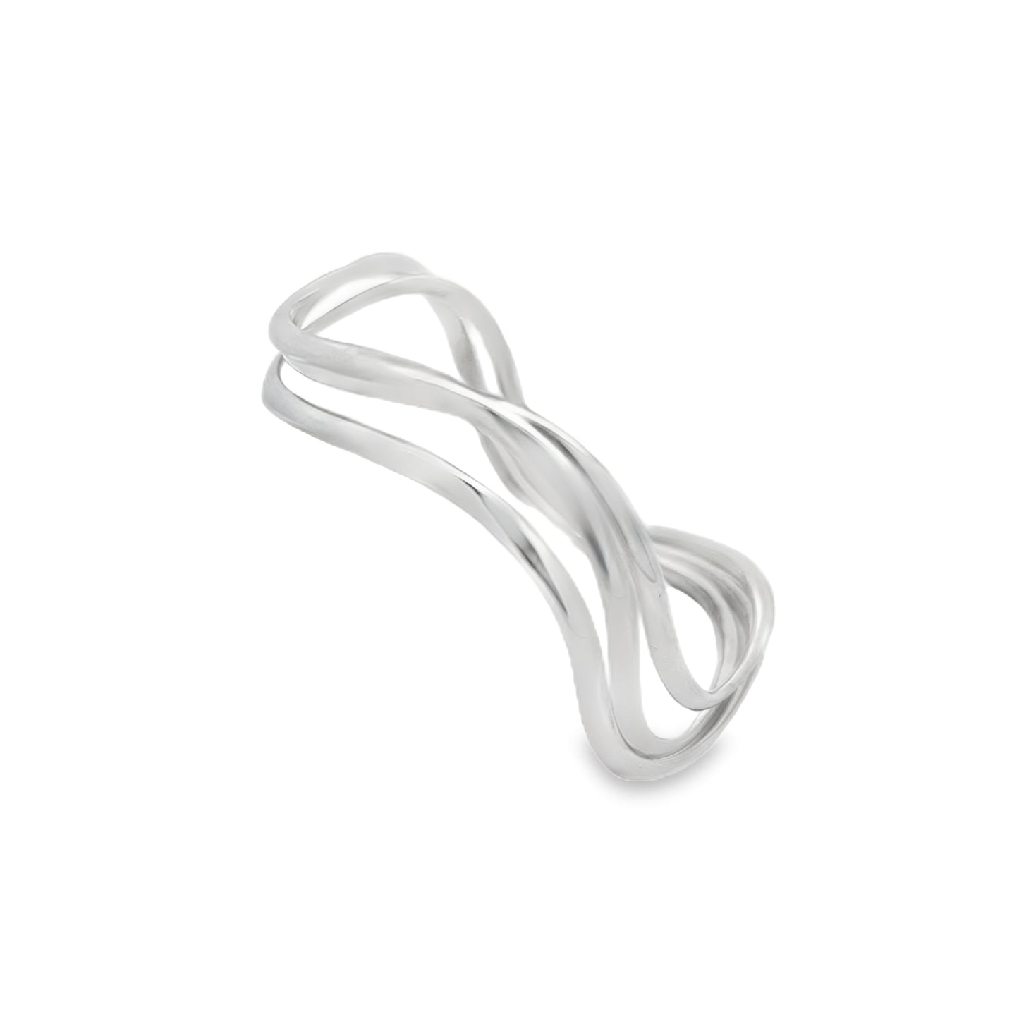 Silver Intertwined Wave Bangle