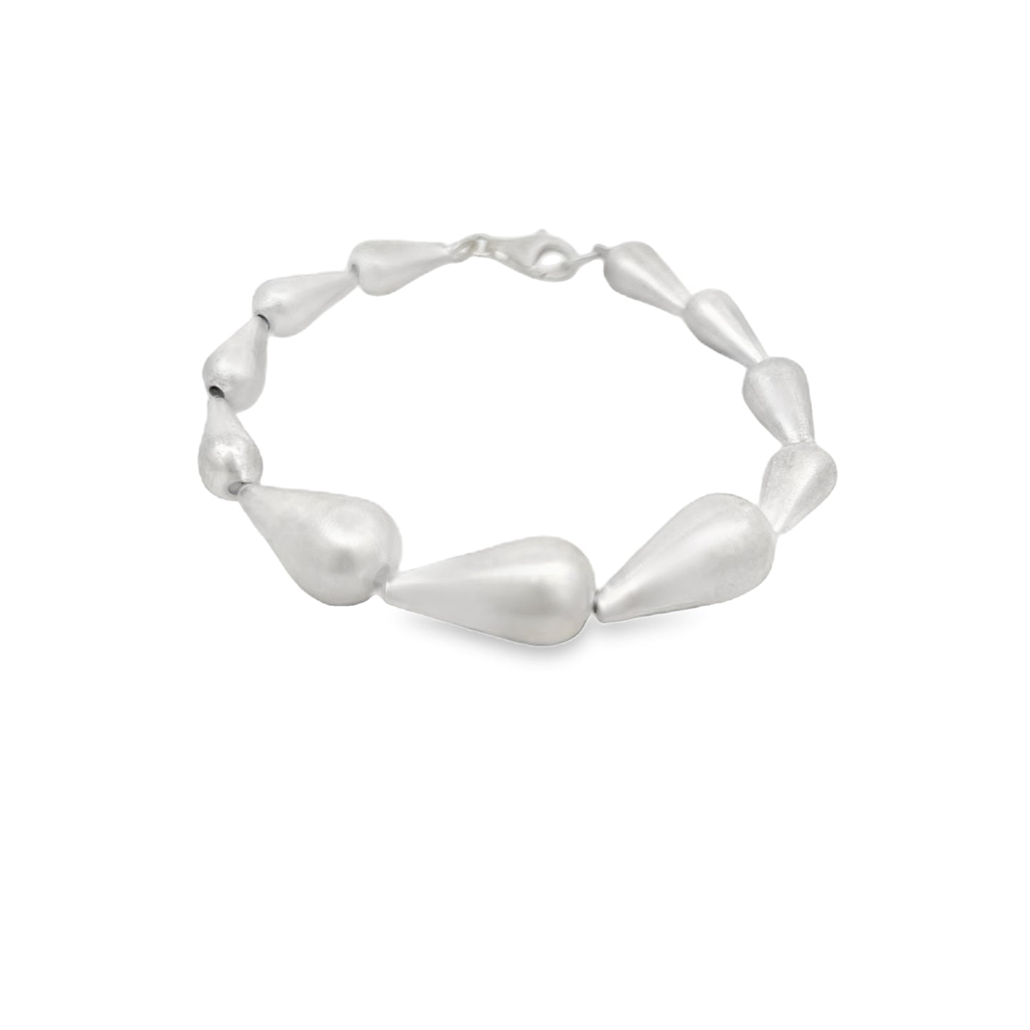 Matt Silver Teardrop Bracelet