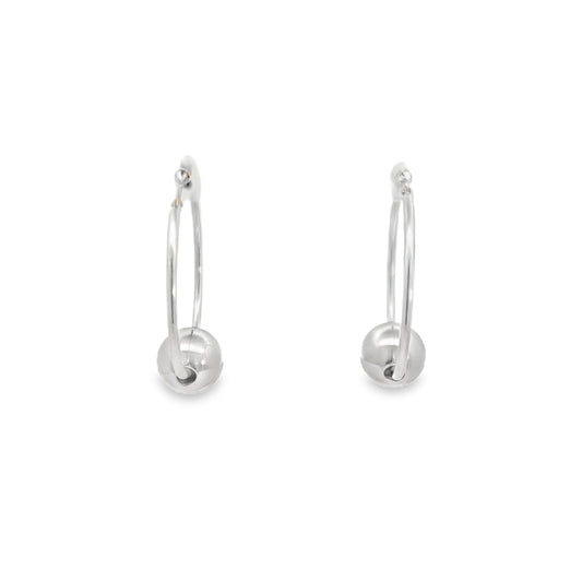 Silver Hoop Ball Earrings