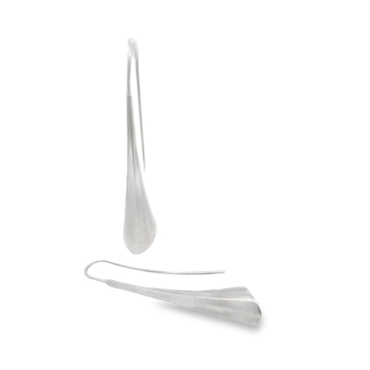 Brushed Silver Flute Earrings