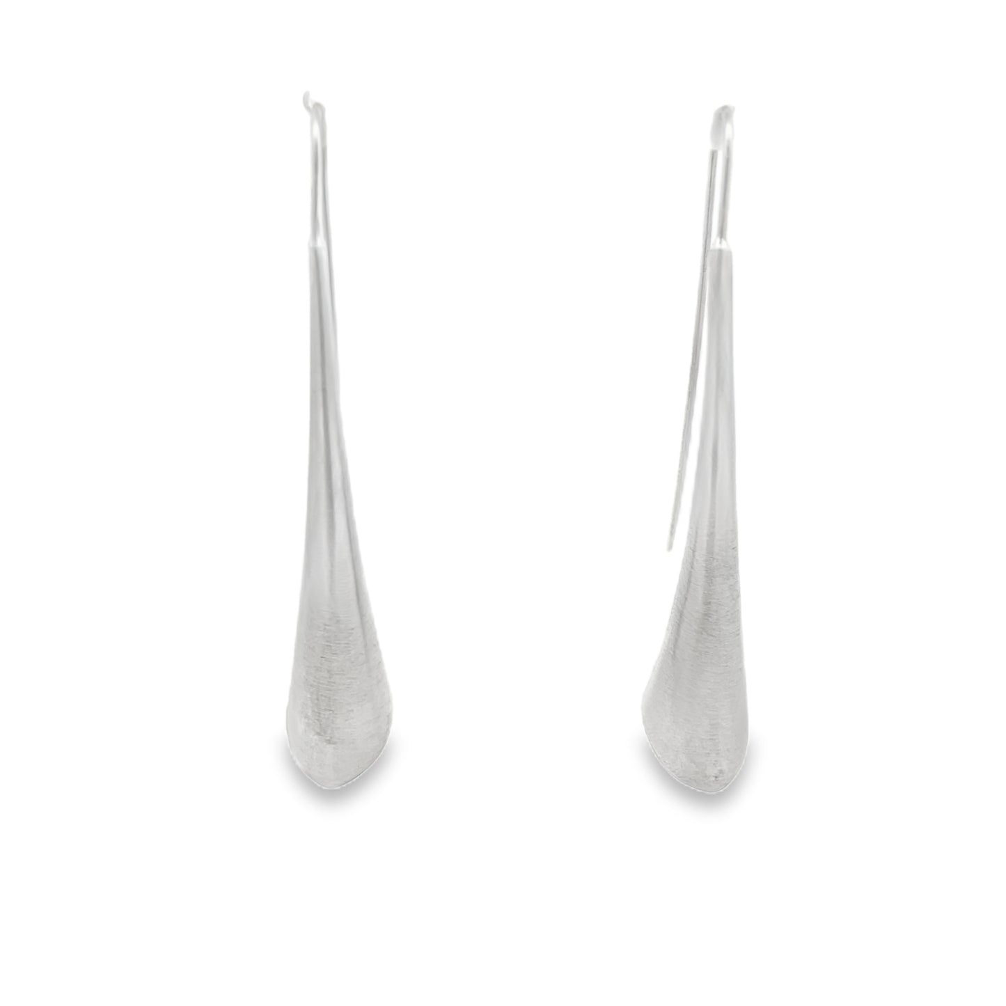 Brushed Silver Flute Earrings