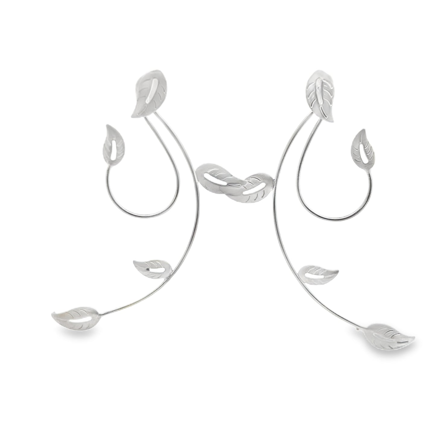 Brushed Silver Leaf-Inspired Earrings