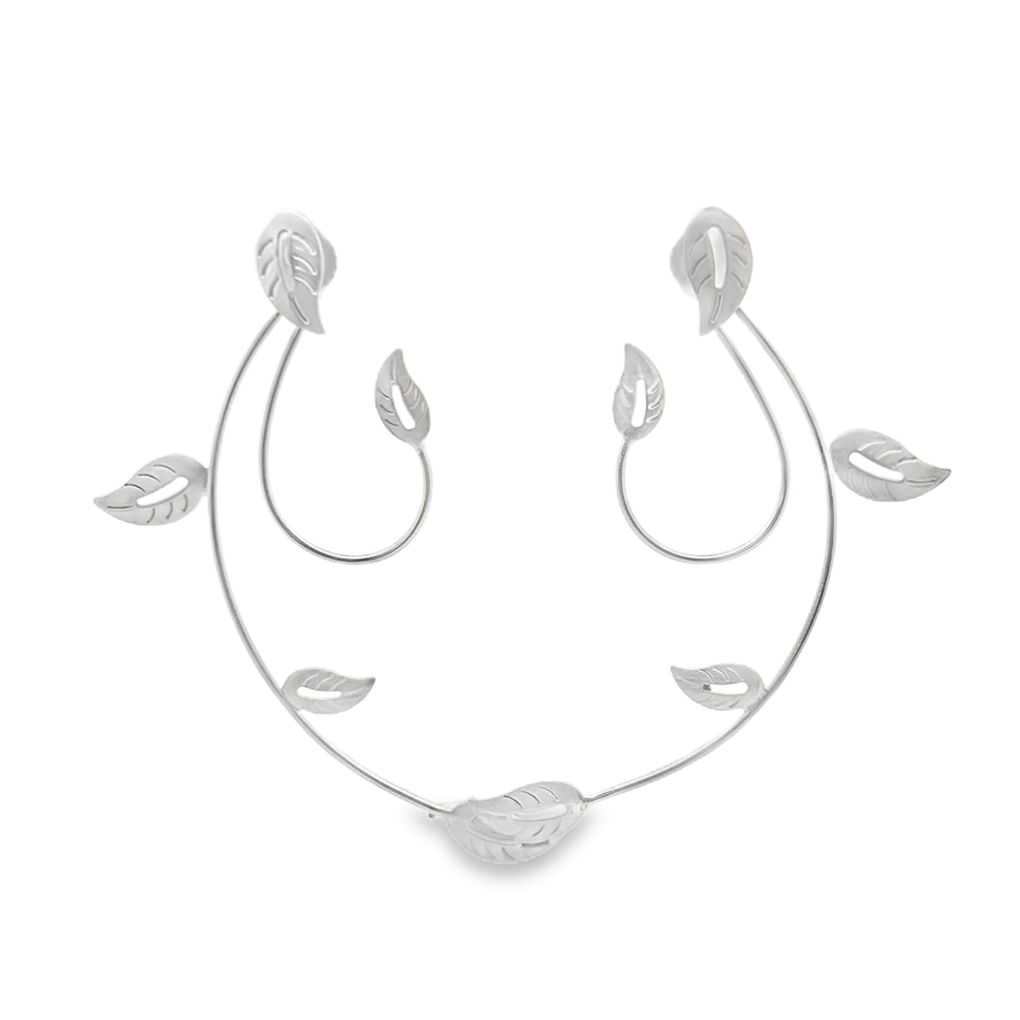 Brushed Silver Leaf-Inspired Earrings