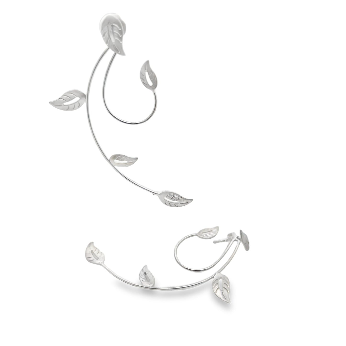 Brushed Silver Leaf-Inspired Earrings