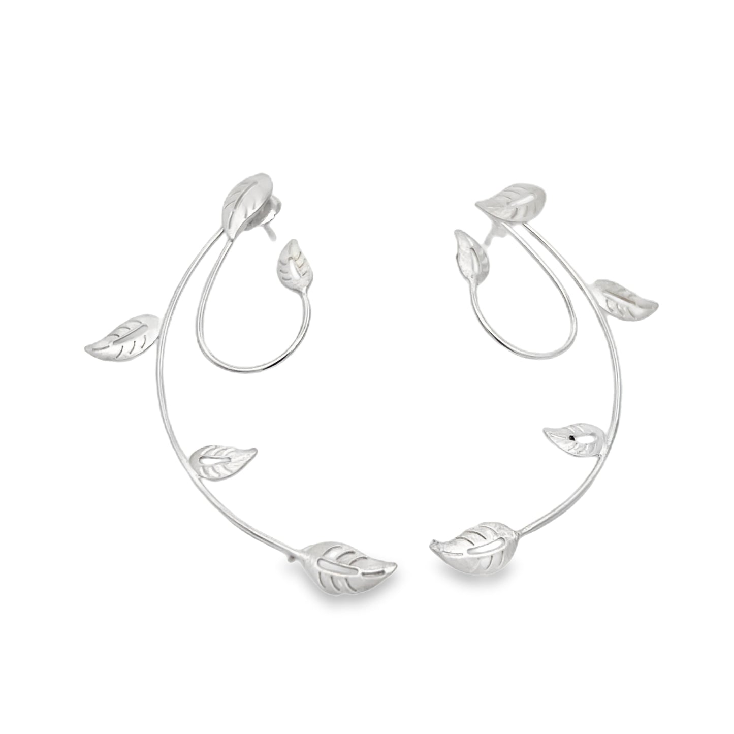 Brushed Silver Leaf-Inspired Earrings