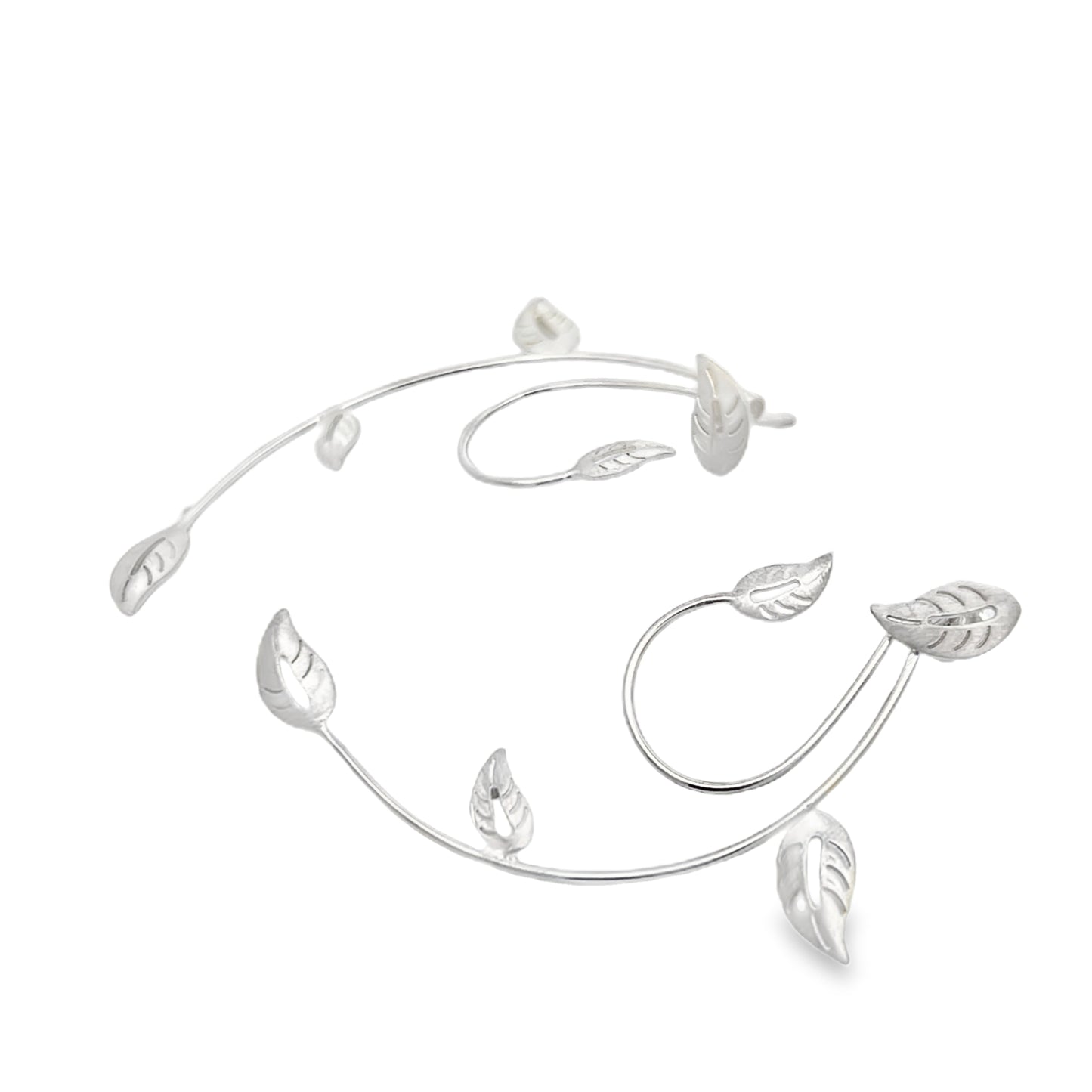 Brushed Silver Leaf-Inspired Earrings