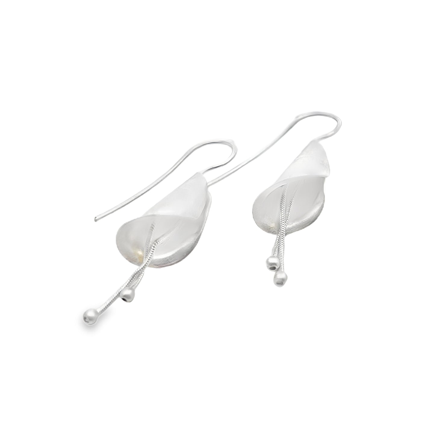 Brushed Silver Lily Earrings