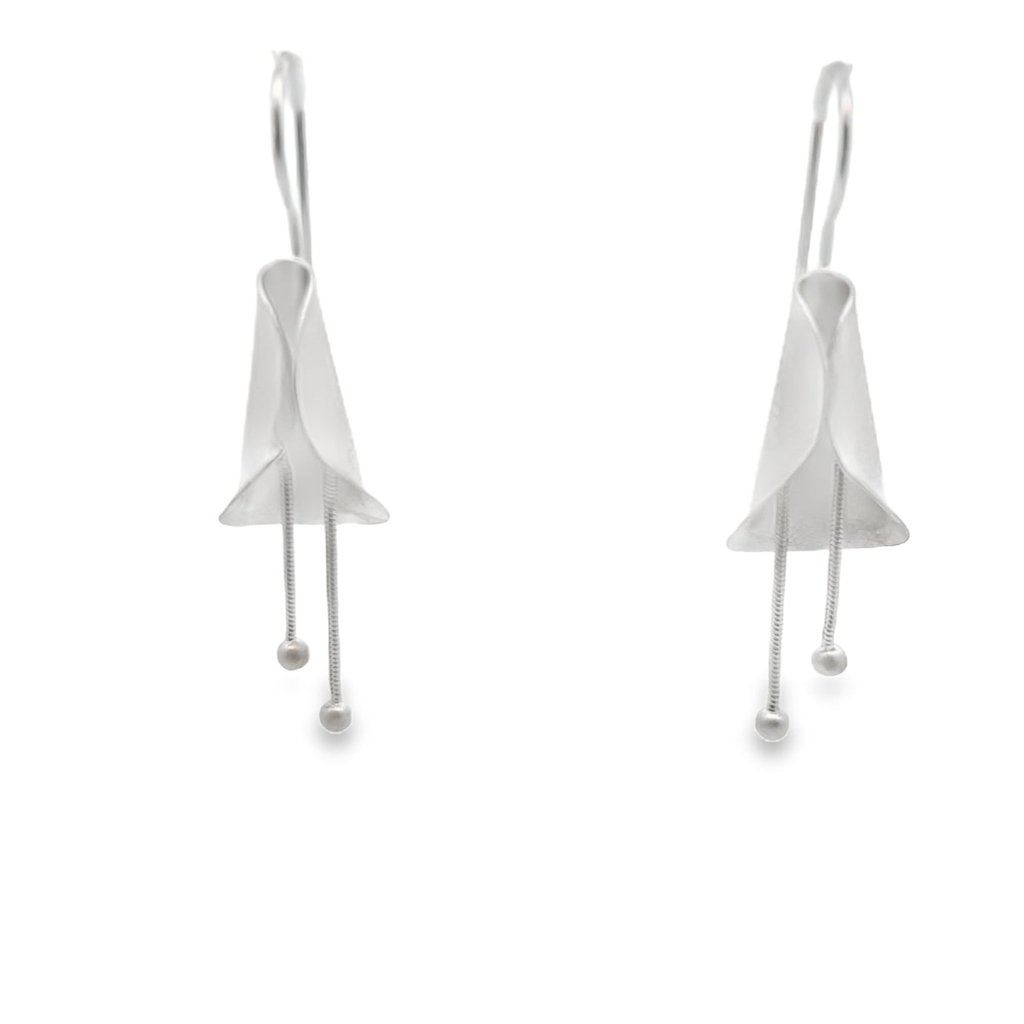 Brushed Silver Lily Earrings