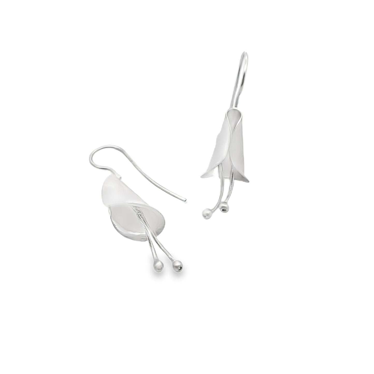 Brushed Silver Lily Earrings