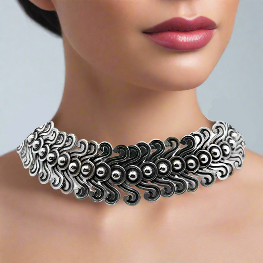 Silver Aztec Neck Choker