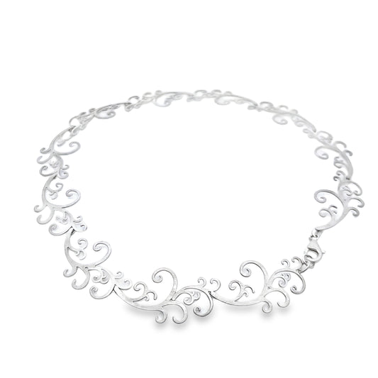 Brushed Silver Swirl Necklace