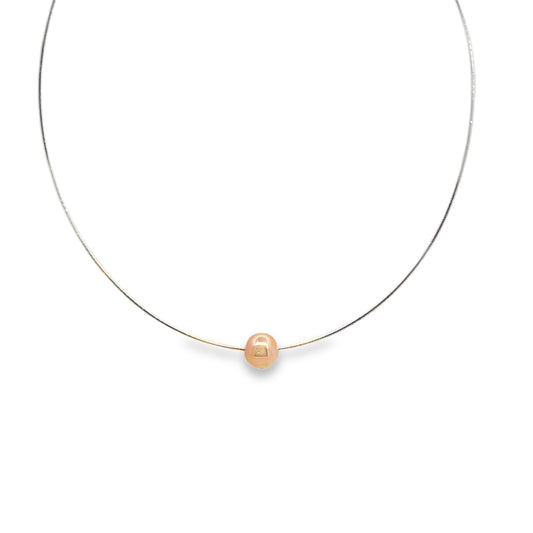 Silver Omega Choker with Rose Gold Ball