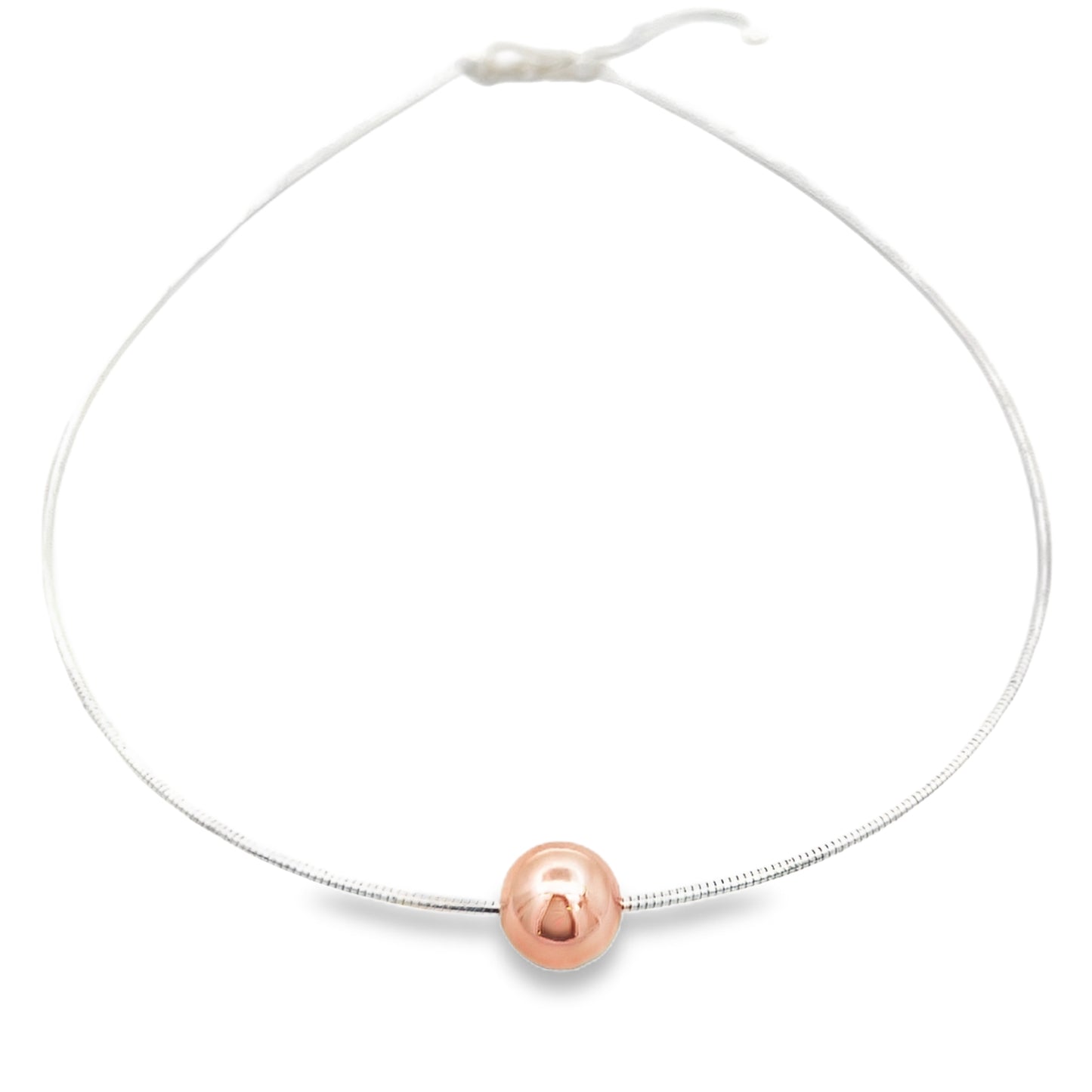 Silver Omega Choker with Rose Gold Ball