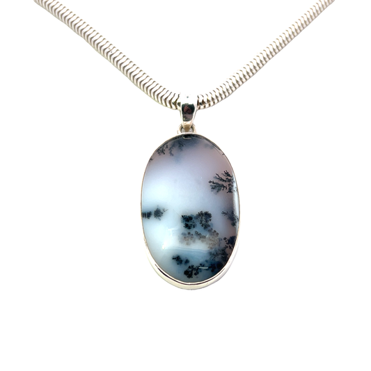 Dendrite Agate Silver Pendant