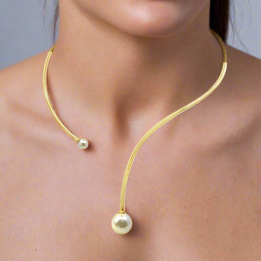 Gold Plated Pearl Neck Cuff
