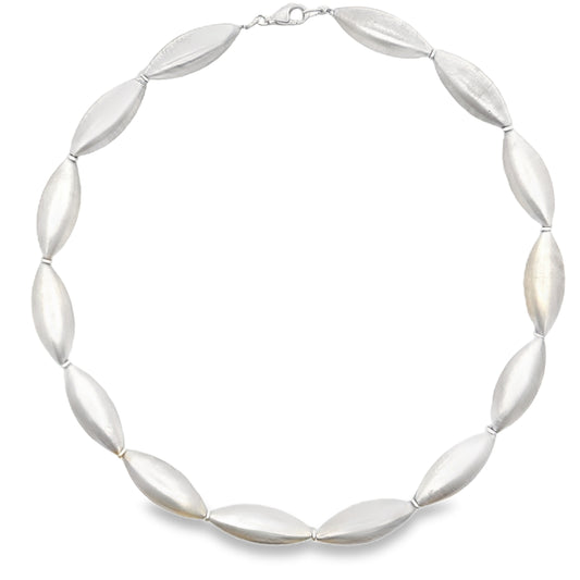 Brushed Silver Pebble Necklace
