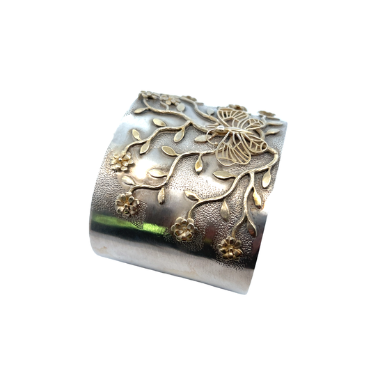 Silver Floral Garden Inspired Cuff