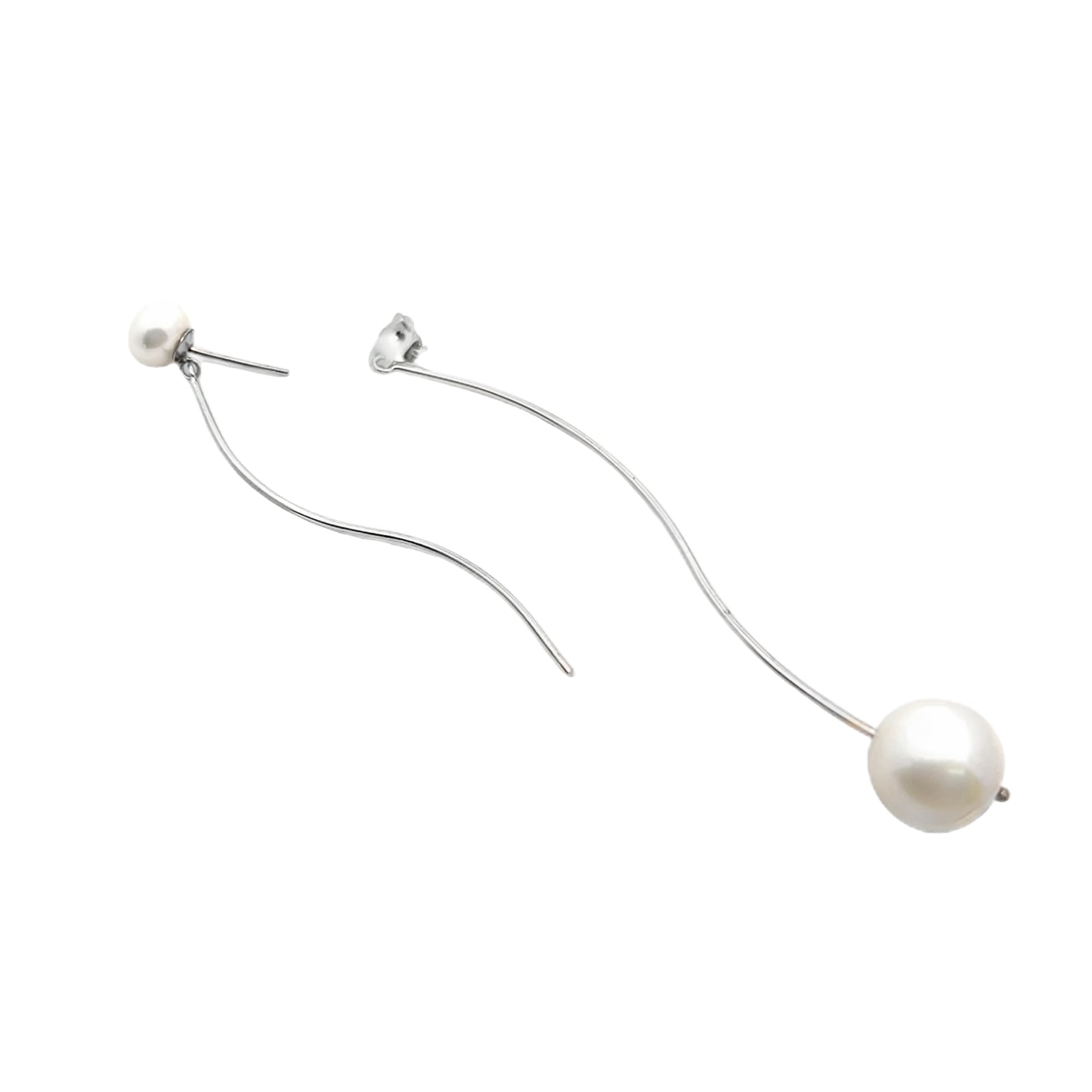 Silver Pearl Dangle Earrings