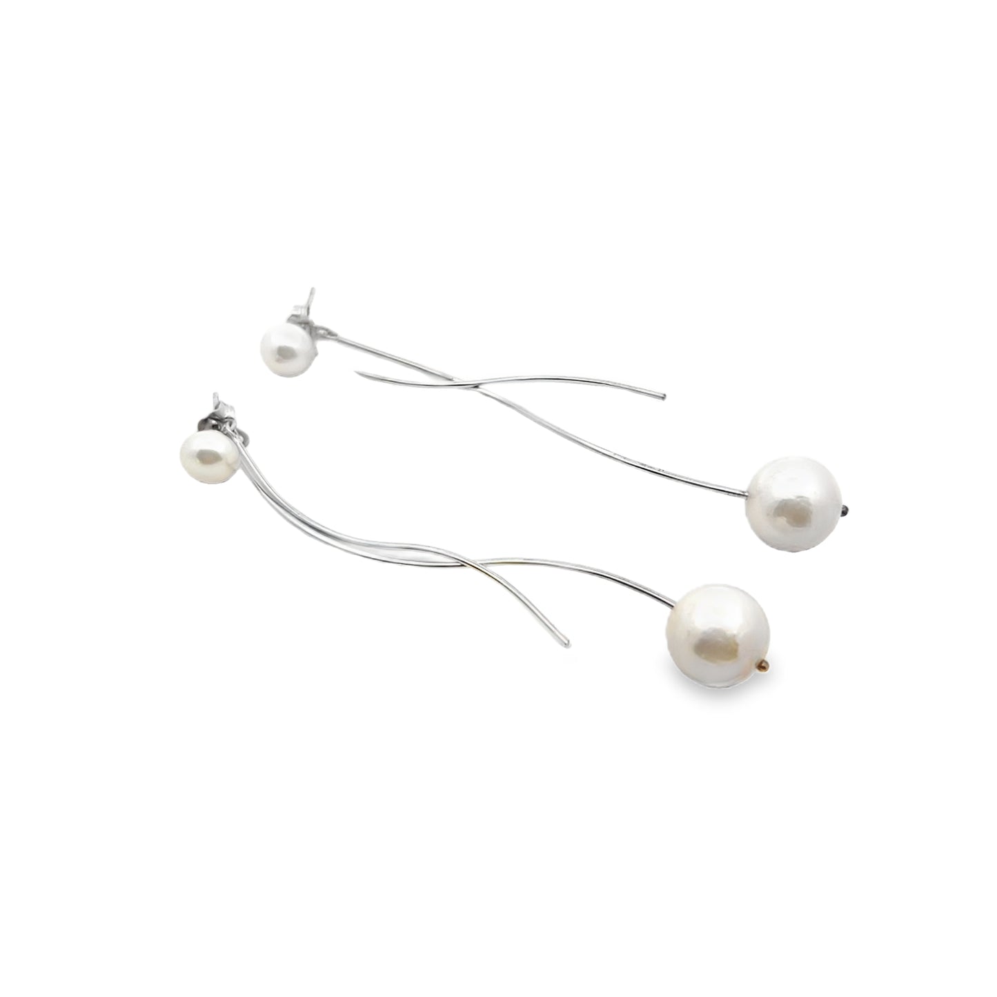 Silver Pearl Dangle Earrings