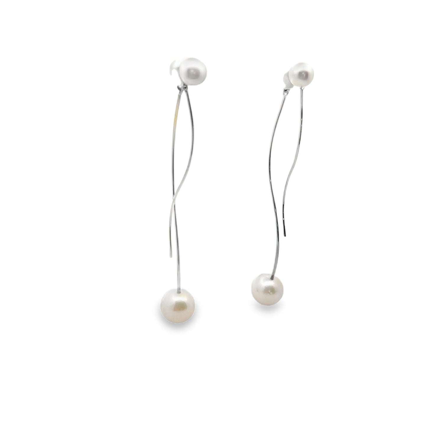 Silver Pearl Dangle Earrings