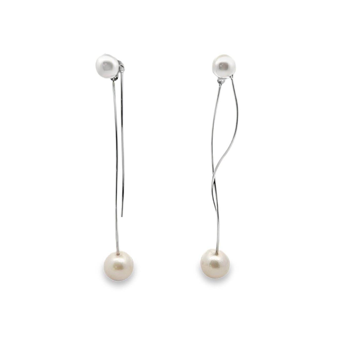 Silver Pearl Dangle Earrings