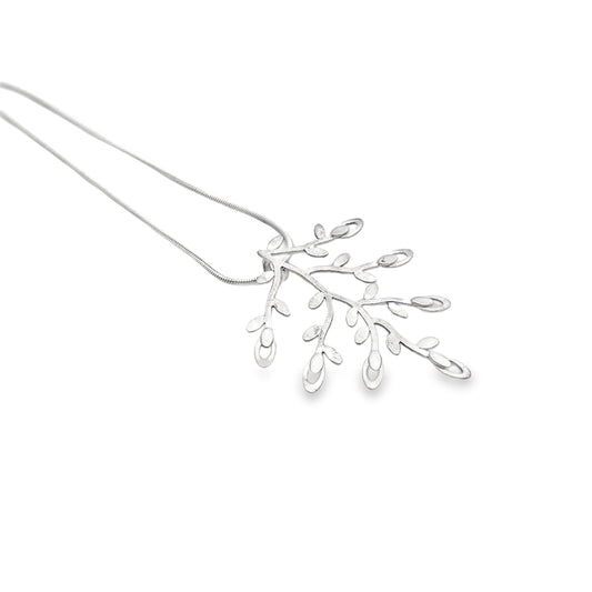 Brushed Silver Leaf Necklace