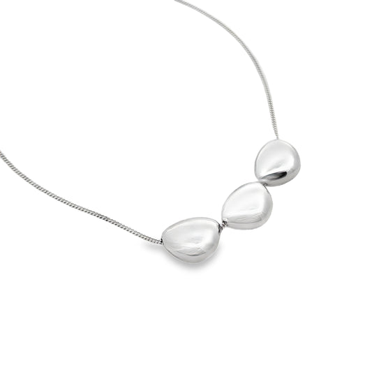 Silver Tri Pebble Necklace