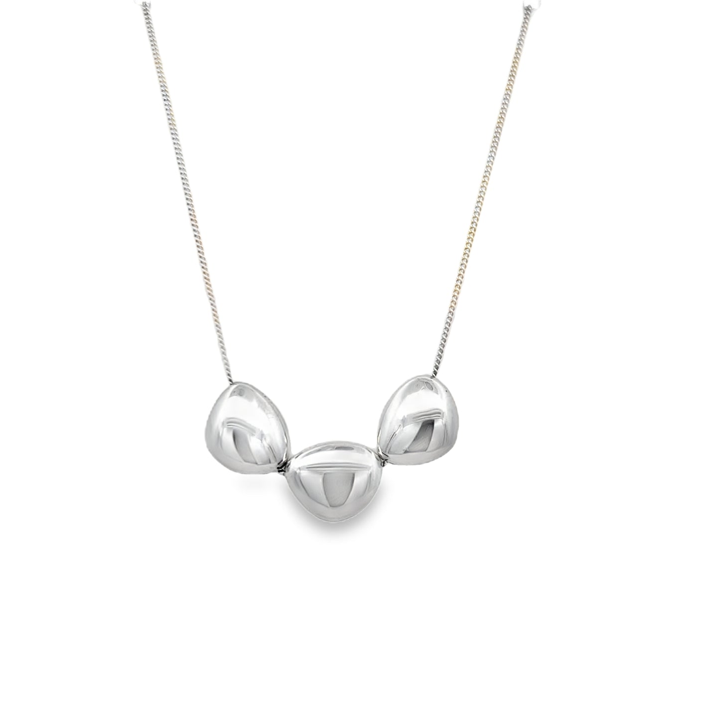 Silver Tri Pebble Necklace