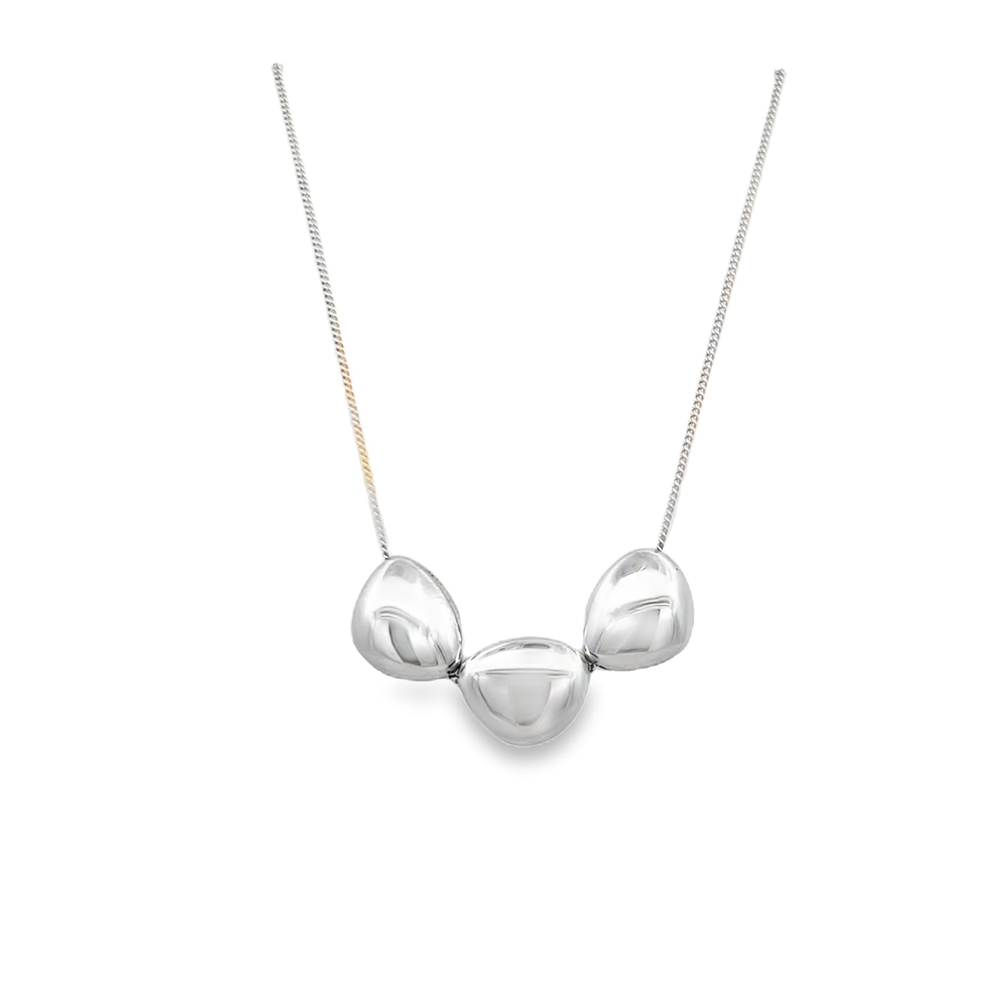 Silver Tri Pebble Necklace