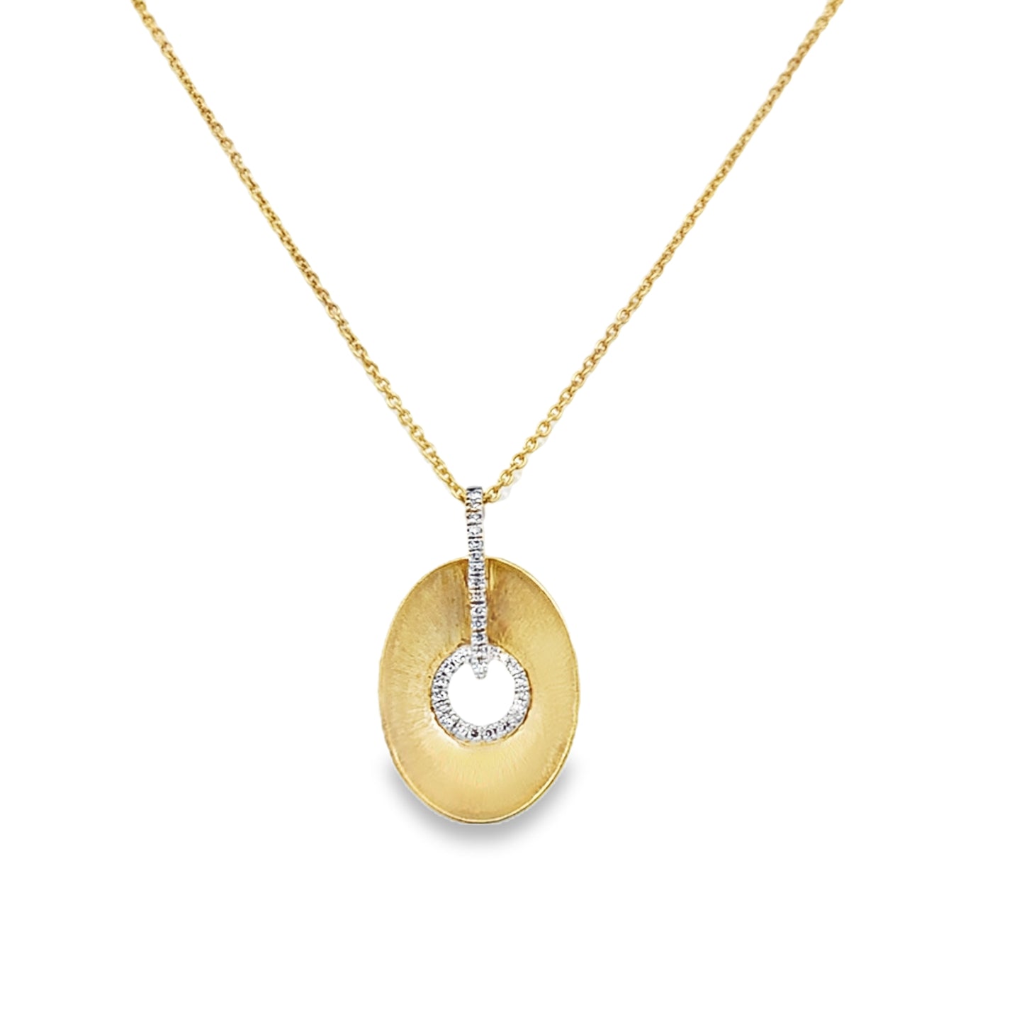 9ct Diamond and Brushed Gold Necklace