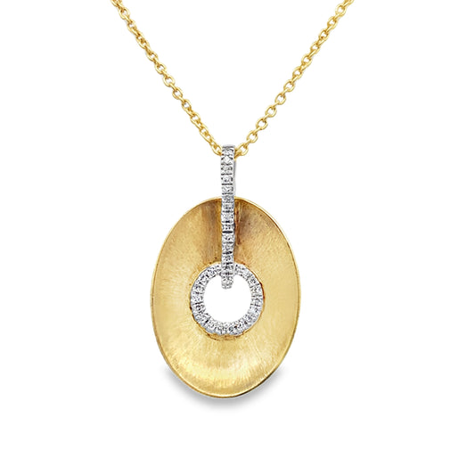 9ct Diamond and Brushed Gold Necklace