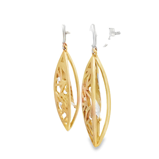 9ct Two Tone Diamond Studs