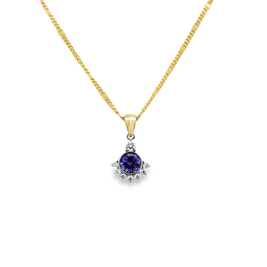 9ct Tanzanite and Diamond Pendant