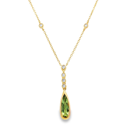 9ct Peridot and Diamond Necklace