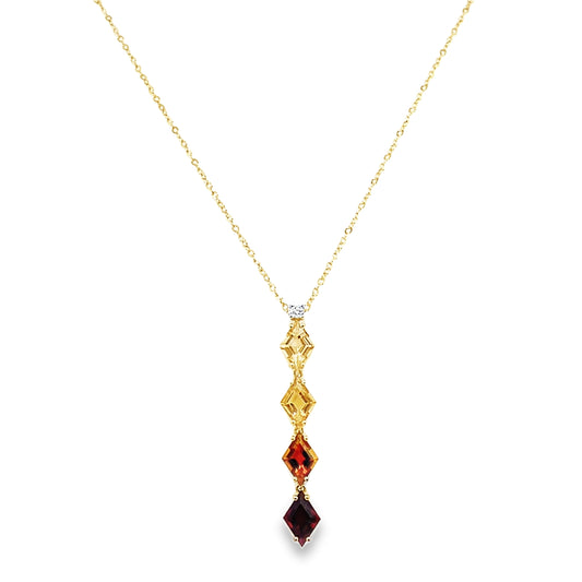 9ct Citrine and Diamond Necklace