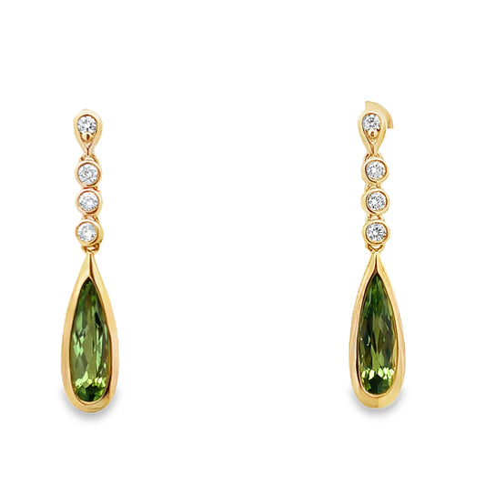 9ct Peridot and Diamond Drop Studs