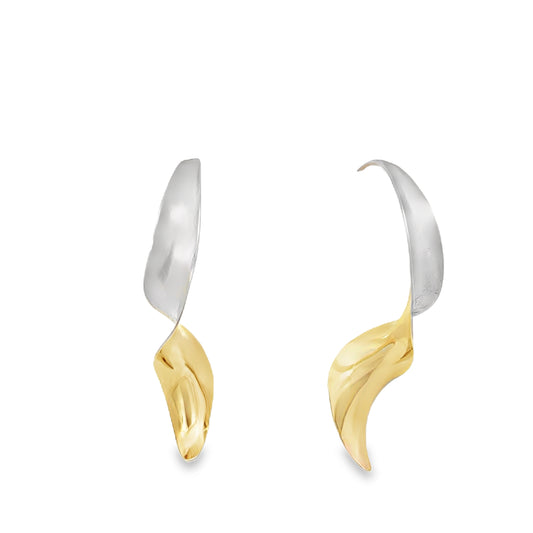 Silver and 18ct Gold Twisted Earrings