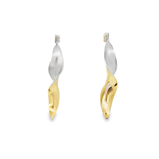 Twisted Gold and Silver Earrings