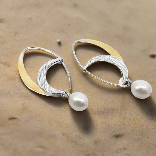 Silver & 18K Pearl Earrings