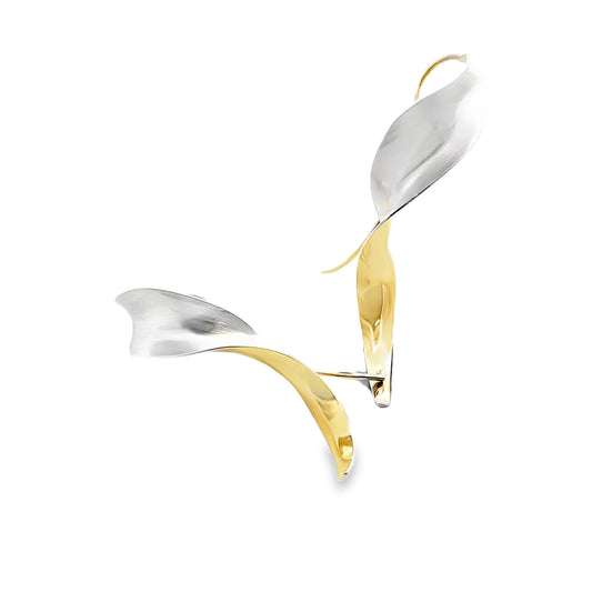 Silver & 18K Ribbon Hook Ear